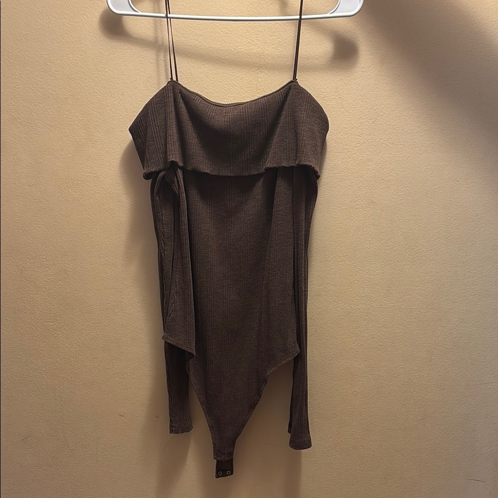 Aerie Taupe Ribbed Top